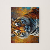 Boho Tijger Puzzel – Levendig Oerwoud Wildlife Art Legpuzzel (Verticaal)