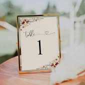 Boho Tiny Fleur sauvage Mariage Numéro de table