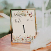Boho Tiny Fleur sauvage Mariage Numéro de table