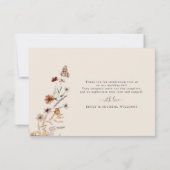 Boho Tiny Fleur sauvage Mariage plat Carte de reme (Dos)