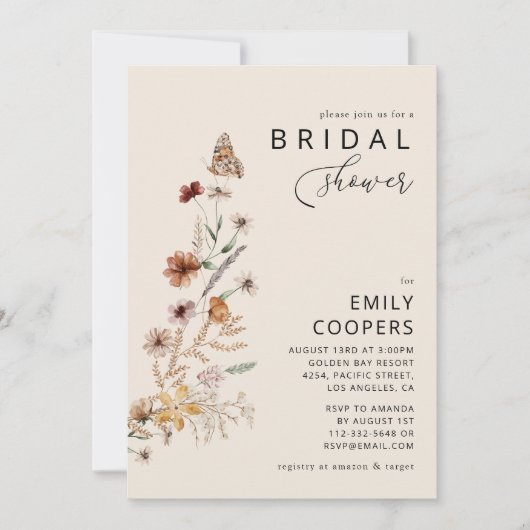 Boho Tiny Wildflower Bruidsdouche Uitnodiging (Voorkant)