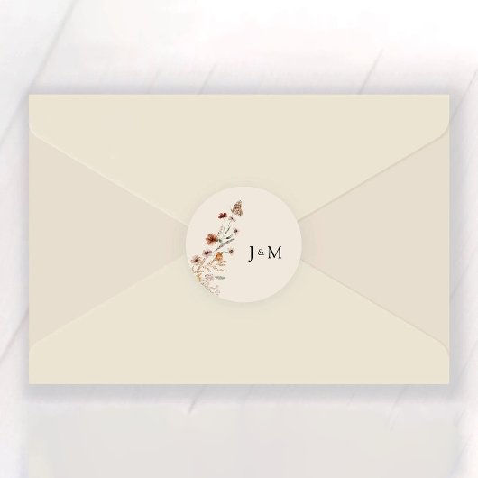 Boho Tiny Wildflower Bruiloft Classic Ronde Sticke Ronde Sticker