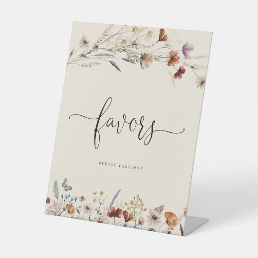 Boho Tiny Wildflower Favorieten teken Reclamebord Met Voetstuk (Voorkant)