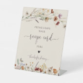 Boho Tiny Wildflower Recept Kaart teken Reclamebord Met Voetstuk (Voorkant)