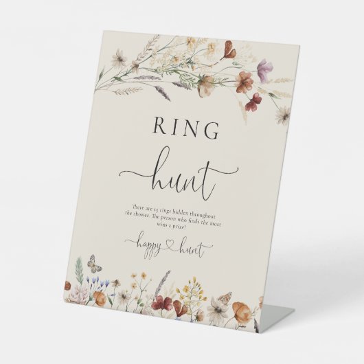 Boho Tiny Wildflower Ring Hunt Teken Reclamebord Met Voetstuk (Voorkant)
