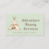 Boho Tipi Adventure Nanny Babysitter Kinderopvang Visitekaartje (Voorkant)