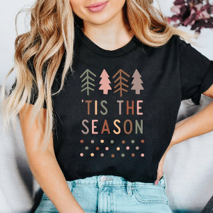 Boho “’Tis the Season” Minimalistische Kerstbomen T-shirt