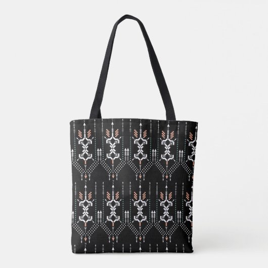 Boho Totem Pattern Black Canvas tas (Achterkant)