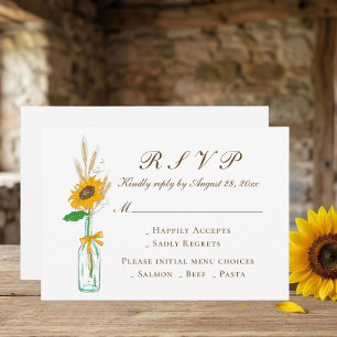Boho Tournesol Country Jaune Floral Mariage RSVP