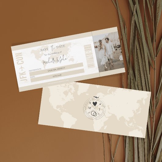 Boho Travel Boarding Pass Bestemming Opslaan van d Kaart