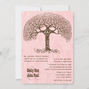 Boho Tree Crabapple Pink Wood grain Wedite Kaart