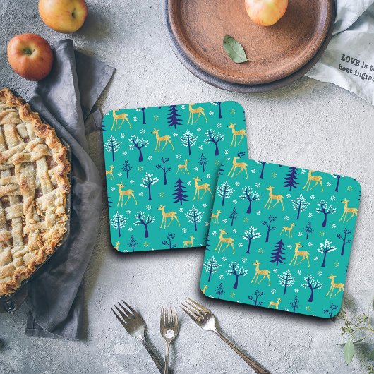 Boho Trees Gold Deers Modern Bier Onderzetter