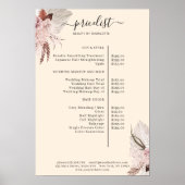 Boho Trendy Beige Pricelist Poster (Voorkant)