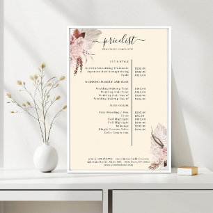 Boho Trendy Beige Pricelist Poster