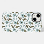 Boho trendy blauwgroene bloem Case-Mate iPhone case (Achterkant (horizontaal))