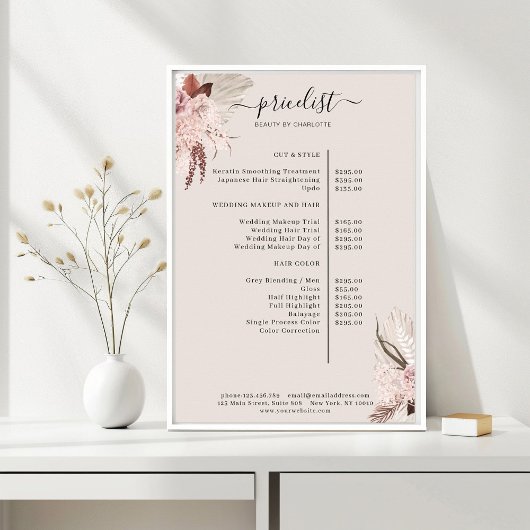 Boho Trendy Prijslijst Poster