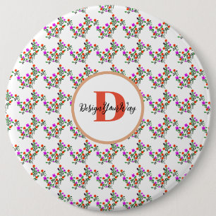 Boho trendy retro schattig  bloemenschrift ronde button 6,0 cm
