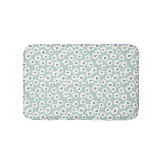 Boho Trendy Sage Green White Grey Floral Badmat (Voorkant)