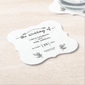 Boho Trendy Script bruiloft Kartonnen Onderzetters (Gekanteld)