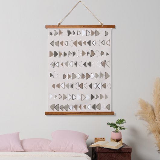 Boho Triangles Brown Taupe Ivory Hangend Wandkleed (Slaapkamer)