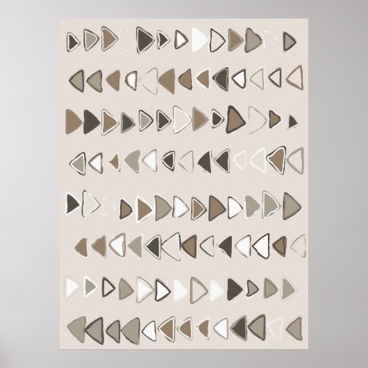 Boho Triangles Brown Taupe Ivory Poster (Voorkant)