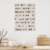Boho Triangles Brown Taupe Ivory Poster (Keuken)