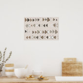 Boho Triangles Brown Taupe Ivory Poster (Keuken)