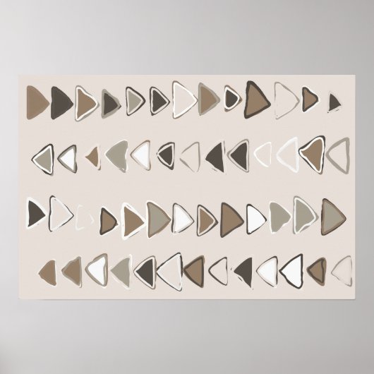 Boho Triangles Brown Taupe Ivory Poster (Voorkant)