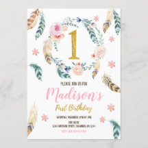 Boho Tribal 1e verjaardag Uitnodiging voor een mei