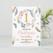 Boho Tribal 1er anniversaire Invitation pour une f (Debout devant)