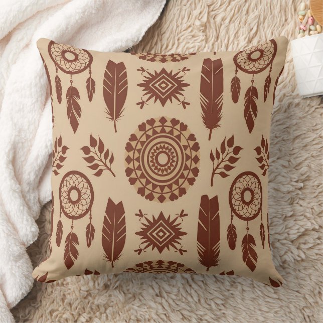 Boho Tribal Abstract Pattern | Earthy Geometric Kussen (Deken)