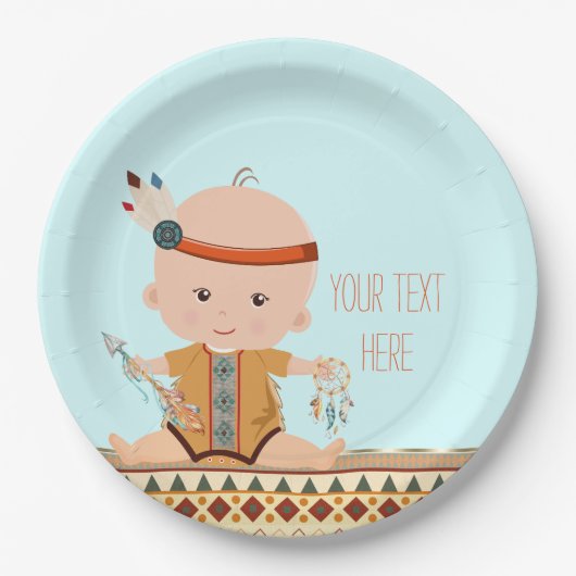 Boho Tribal Baby shower Papieren Bordje (Voorkant)