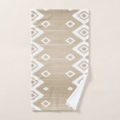 Boho Tribal Beige Blanc Géométrique (Serviette à main)