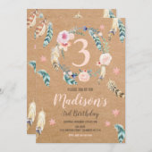 Boho Tribal Birthday Uitnodiging voor een meisje O (Voorkant / Achterkant)