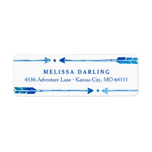 Boho Tribal Blauw & Blauwgroen Pijl Adresetiketten Etiket