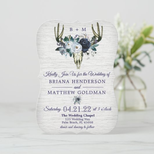 Boho Tribal Bloemengewei Bruiloft Uitnodiging Mari (Staand voorkant)