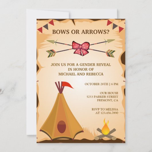 Boho Tribal Bows of pijlen Geslacht Onthullen Part Kaart (Voorkant)