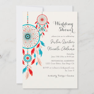 Boho Tribal Feather Dreamcatcher Bruiloft Bruisfee Kaart