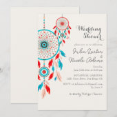Boho Tribal Feather Dreamcatcher Bruiloft Bruisfee Kaart (Voorkant / Achterkant)