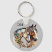 Boho Tribal Feather Horses Sleutelhanger (Voorkant)