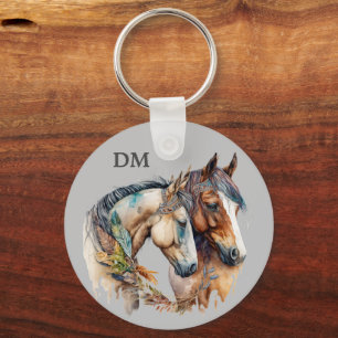 Boho Tribal Feather Horses Sleutelhanger