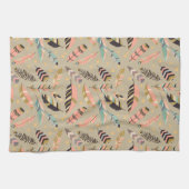 Boho Tribal Feather Pattern Theedoek (Horizontaal)
