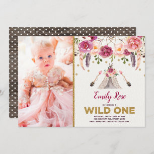Boho Tribal Floral Wild One Birthday Dreamweaver Kaart