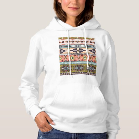 Boho Tribal Geometric Pattern Zuidwestelijke Aztek Hoodie (Voorkant)