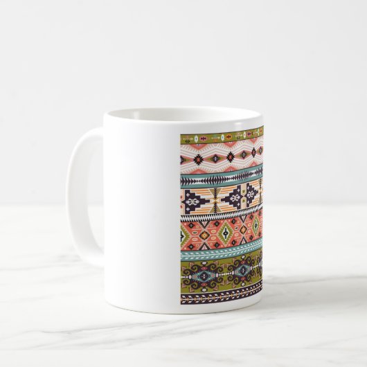 Boho Tribal Geometric Pattern Zuidwestelijke Aztek Koffiemok (Voorkant links)