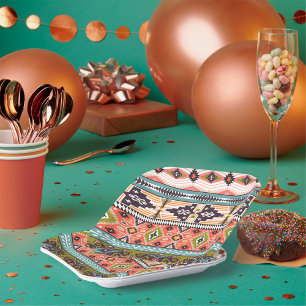 Boho Tribal Geometric Pattern Zuidwestelijke Aztek Papieren Bordje
