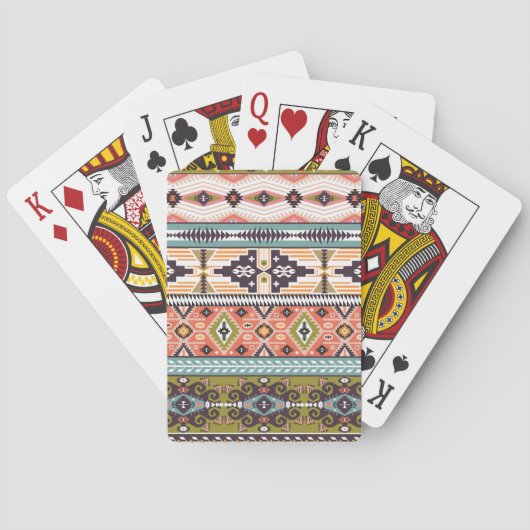 Boho Tribal Geometric Pattern Zuidwestelijke Aztek Pokerkaarten (Achterkant)