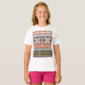 Boho Tribal Geometric Pattern Zuidwestelijke Aztek T-shirt (Voorkant volledig)