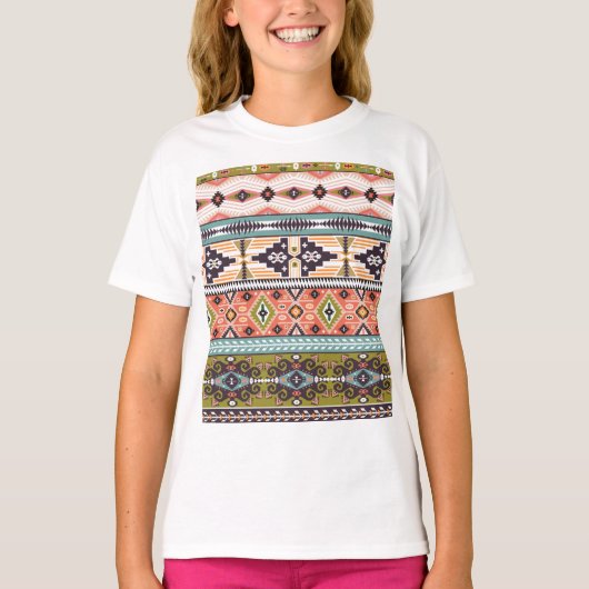 Boho Tribal Geometric Pattern Zuidwestelijke Aztek T-shirt (Voorkant)