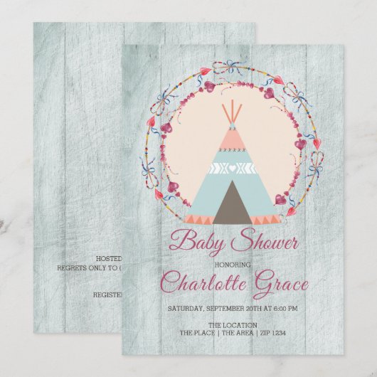 Boho Tribal Gepersonaliseerd Baby shower Kaart (Voorkant / Achterkant)